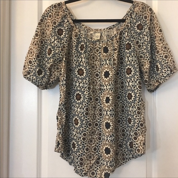Lucky Brand Tops - ⤵️$35 Lucky Brand Peasant Top Cream Blue Tan